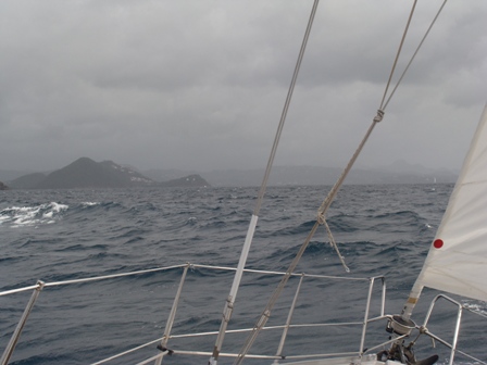 Squally approach to Rodney Bay