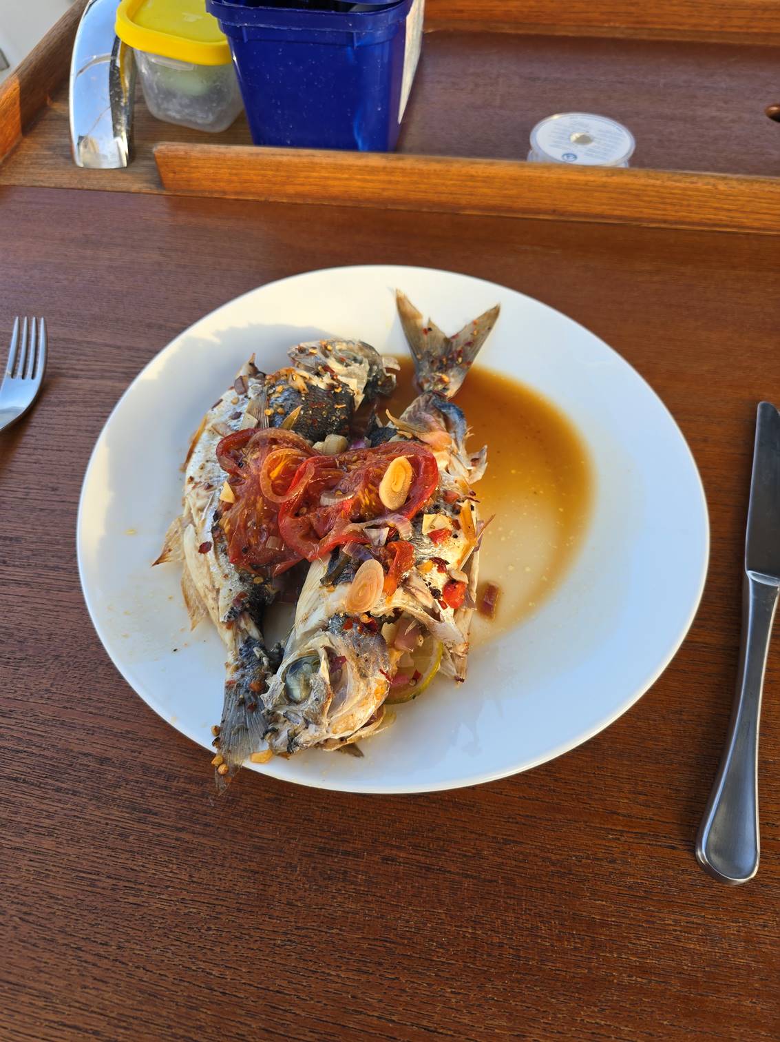 A plate of food on a table

Description automatically generated